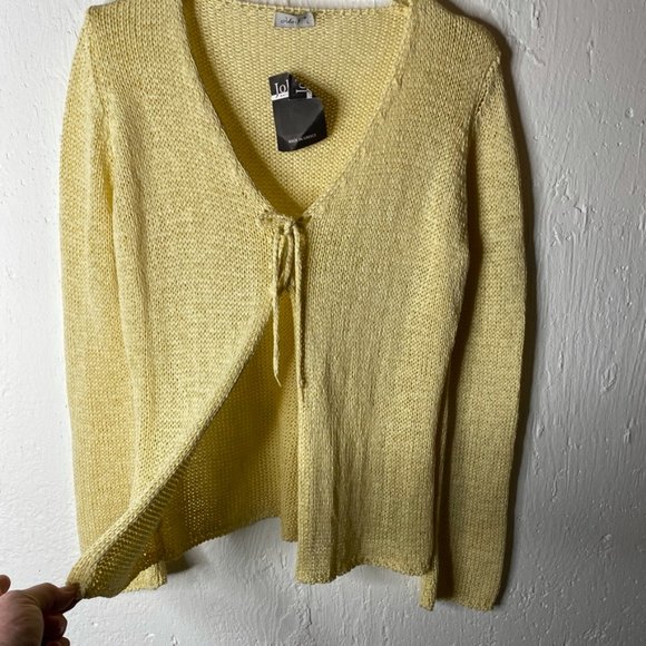 John P. Greece cardigan sweater yellow open front w/tie NWT size L long sleeve - Picture 3 of 6